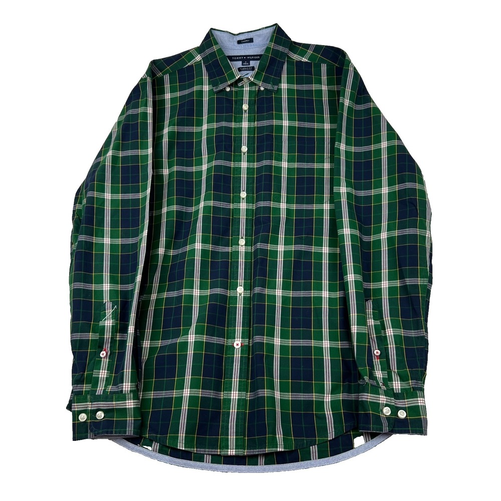 Tommy Hilfiger Cheers Shirt Mens Medium Multicolor Plaid Classic Fit Button Down